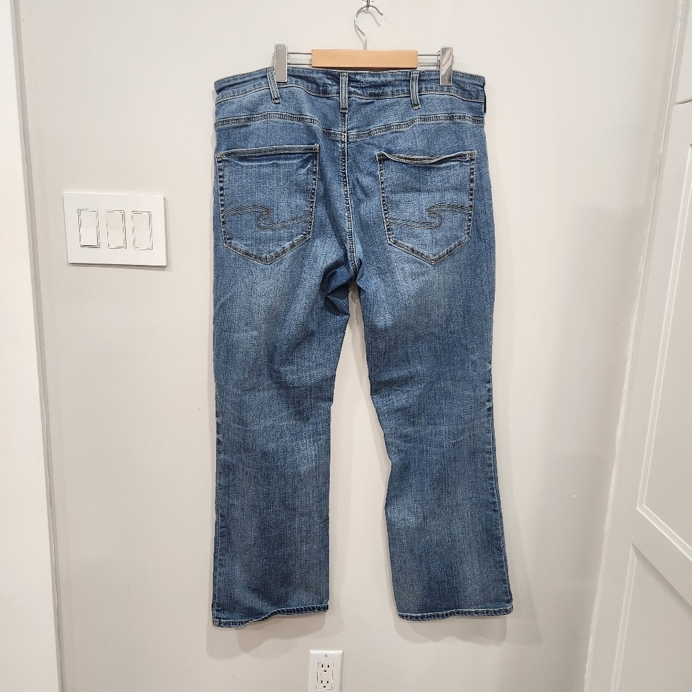 Vintage Silver Zac Jeans Mens 38x30 Straight Relaxed Fit Denim Medium Blue Wash - Picture 2 of 12